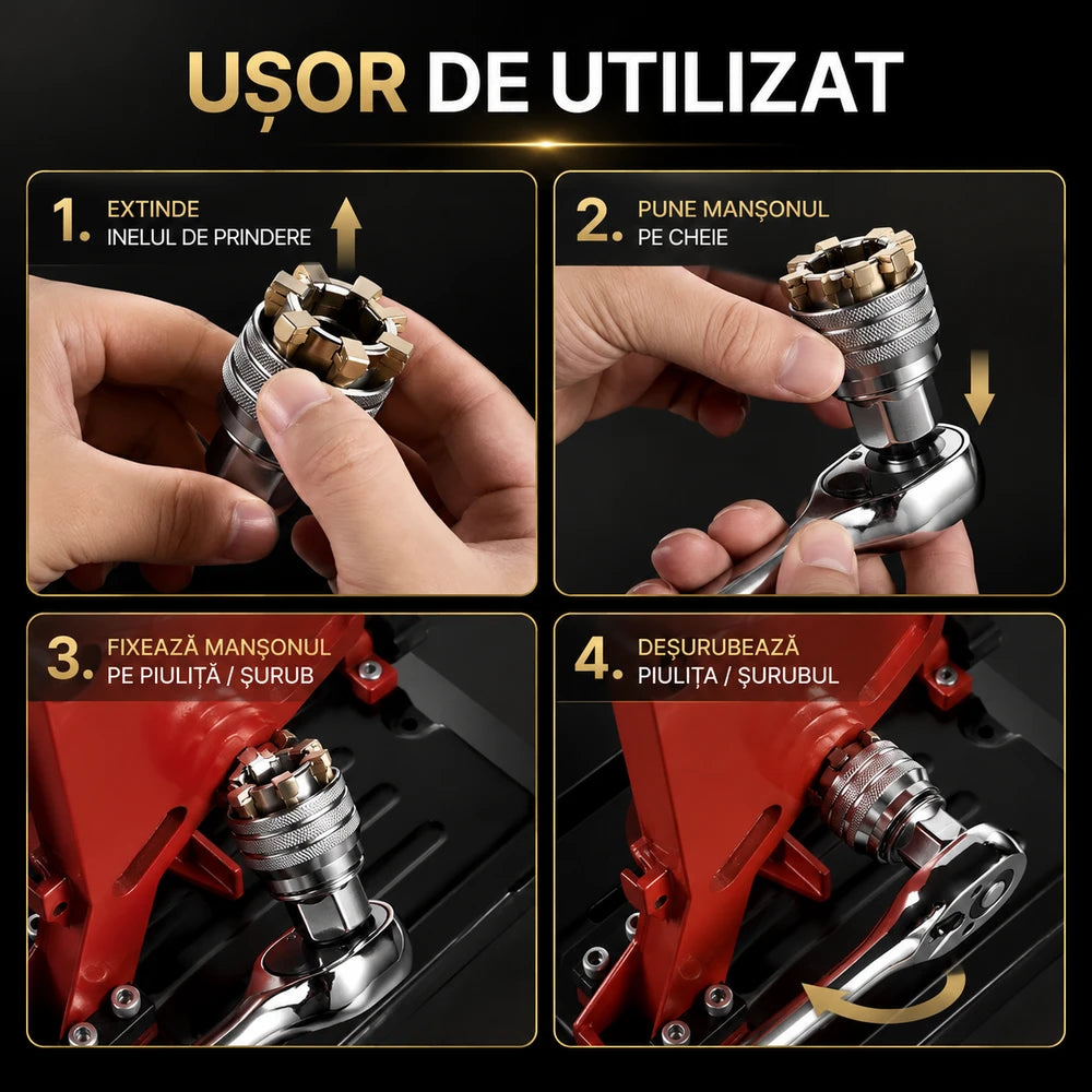 Adaptor Cheie Tubulară Universală (10 mm - 19 mm) + CADOU Extensie Adaptor