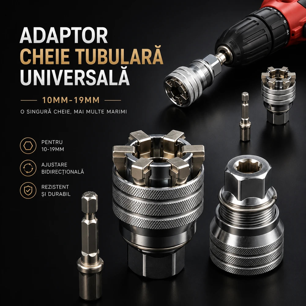 Adaptor Cheie Tubulară Universală (10 mm - 19 mm) + CADOU Extensie Adaptor