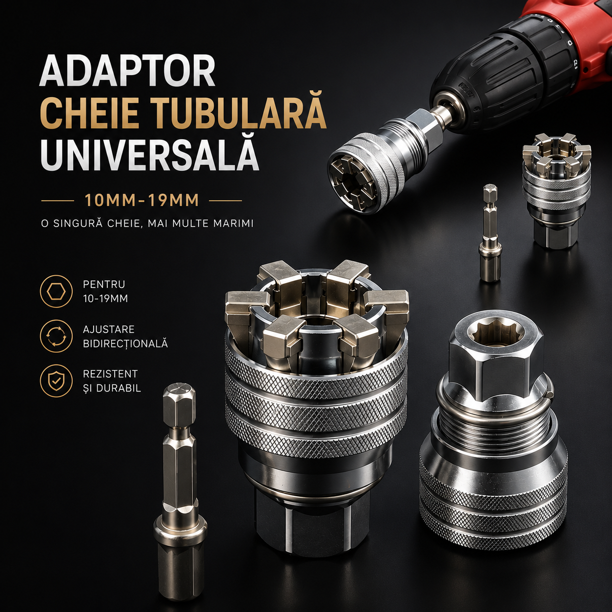Adaptor Cheie Tubulară Universală (10 mm - 19 mm)