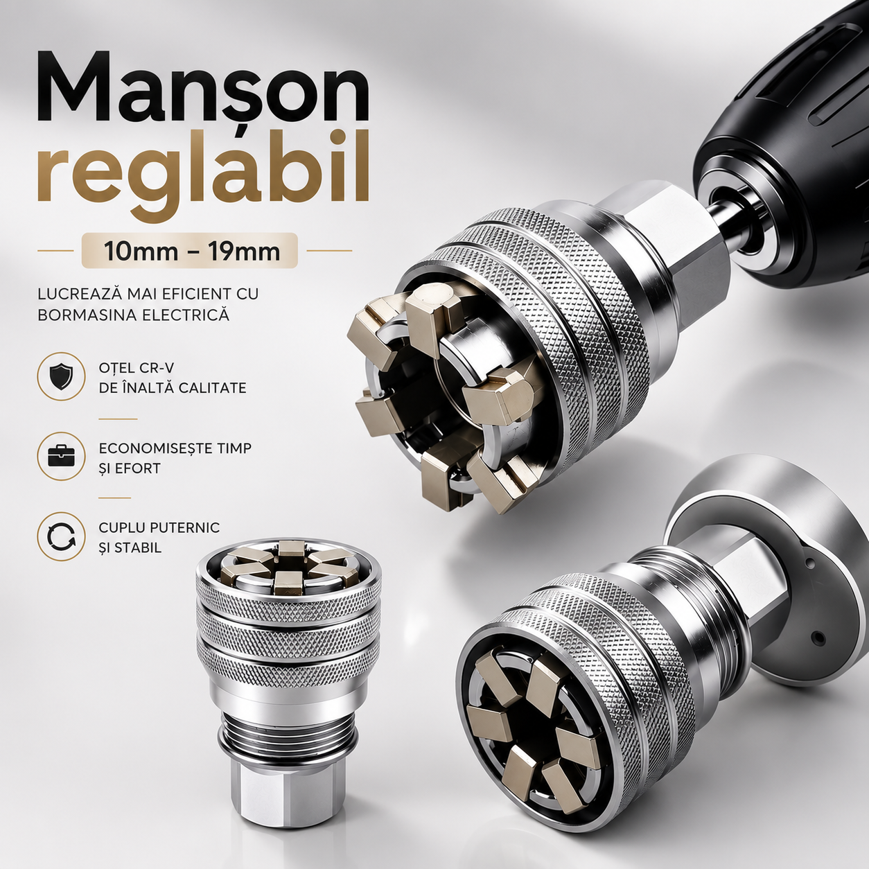 Adaptor Cheie Tubulară Universală (10 mm - 19 mm)