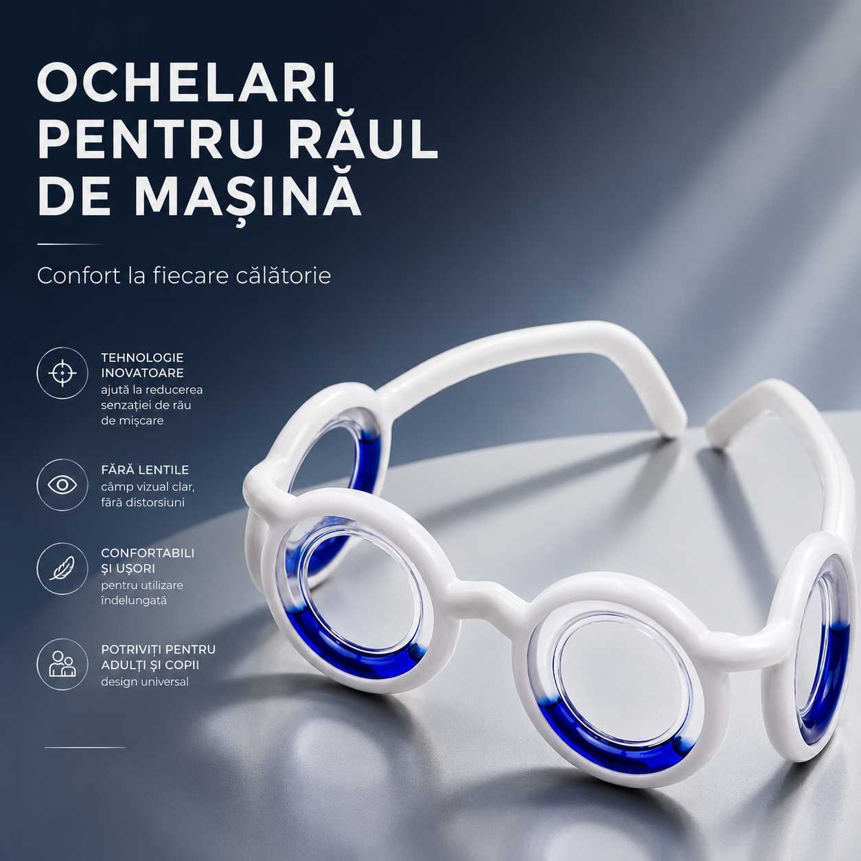 Ochelari Anti-Rău de Mișcare + Plasturi Anti-Greață