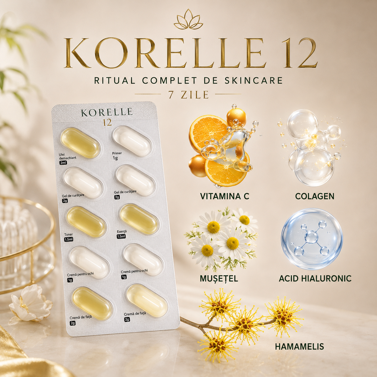 KORELLE 12 — Rutina ta completă de skincare.