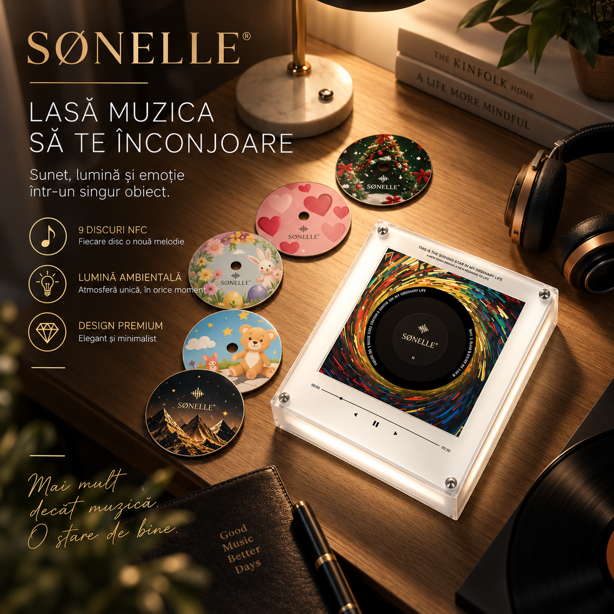 SØNELLE – Casetă Muzicală Magnetică cu Lumină Ambientală